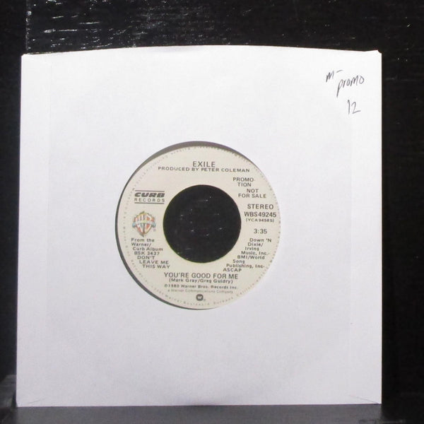 Exile - You're Good For Me 7" Mint- Promo Vinyl 45 Curb WBS 49245 USA 1980 - Shuga Records