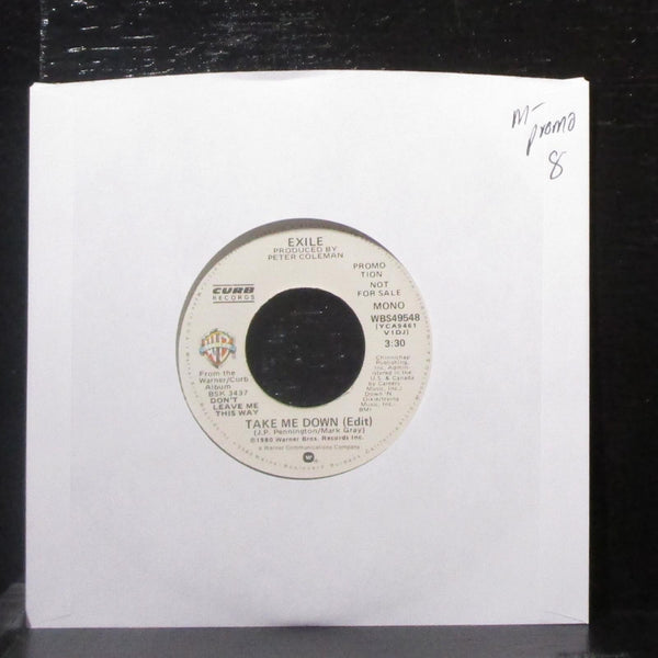 Exile - Take Me Down 7" Mint- Promo Vinyl 45 WBS49548 USA 1980 - Shuga Records