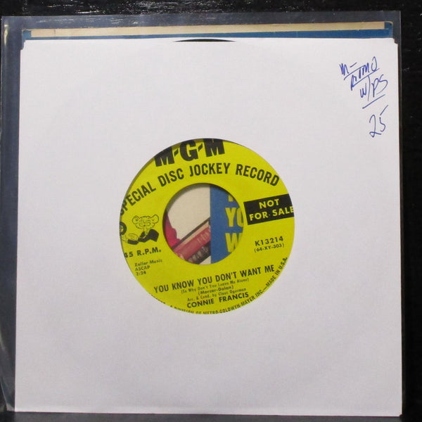 Connie Francis - Blue Winter / You Know You Don't Want Me 7" Mint- Promo 45 - Shuga Records
