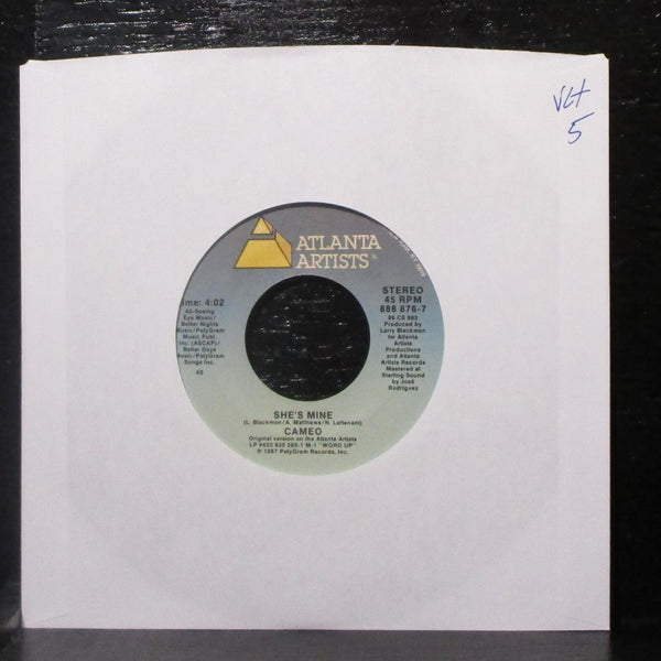 Cameo - She's Mine / I've Got Your Image 7" VG+ Vinyl 45 Atlanta Artists 1987 - Shuga Records