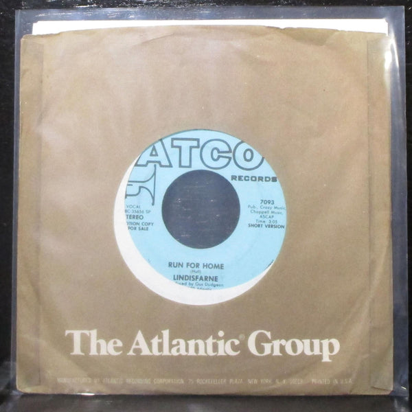 Lindisfarne - Run For Home 7" VG+ Promo Vinyl 45 ATCO 7093 USA 1978 - Shuga Records