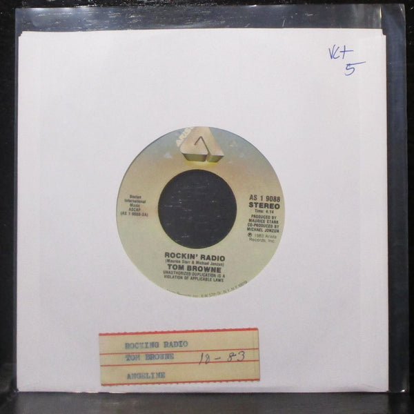 Tom Browne - Rockin' Radio / Angeline 7" VG+ Vinyl 45 Arista AS 1 9088 USA 1983 - Shuga Records
