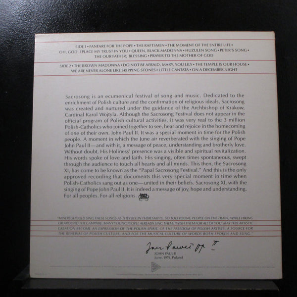 Pope John Paul II - Sings At The Festival Of Sacrosong LP Mint- INF 9899 Record - Shuga Records