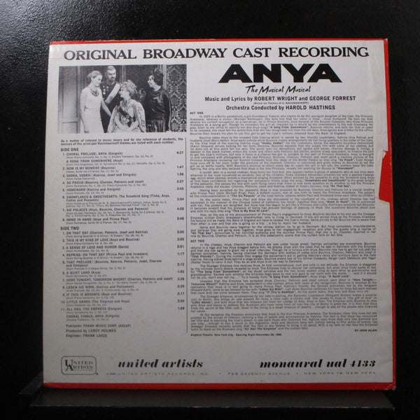 Original Broadway Cast - Anya LP Mint- UAL 4133 Mono 1965 USA Vinyl Record - Shuga Records