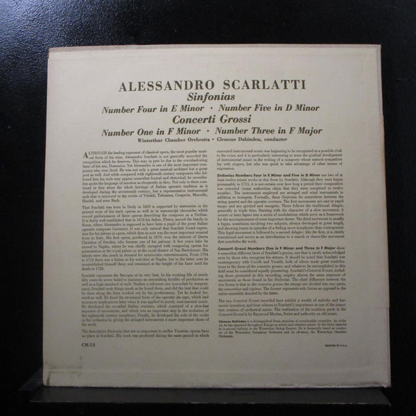 Dahinden - Alessandro Scarlatti Sinfonias LP VG+ CM-13 Red Color Vinyl Record - Shuga Records