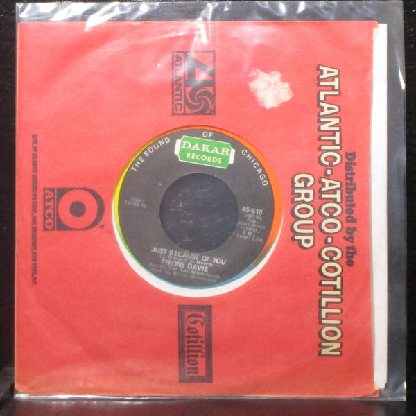 Tyrone Davis - I'll Be Right Here / Just Because Of You 7" Mint- Dakar 45-618 - Shuga Records