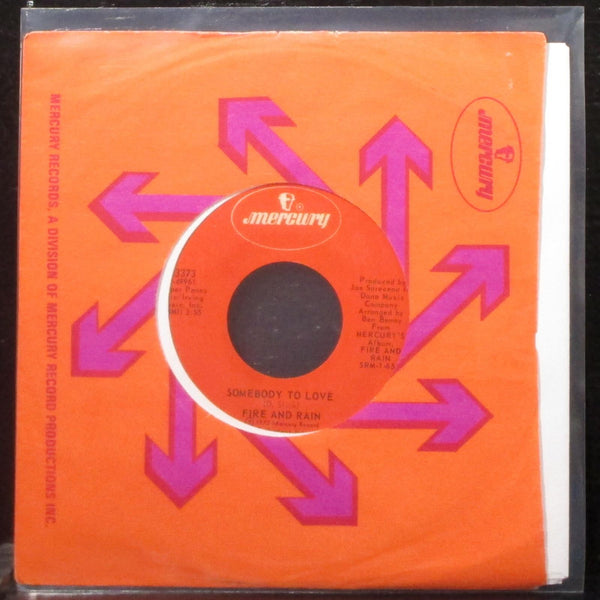 Fire And Rain - Hello Stranger / Somebody To Love 7" Mint- Vinyl 45 Mercury 1972 - Shuga Records