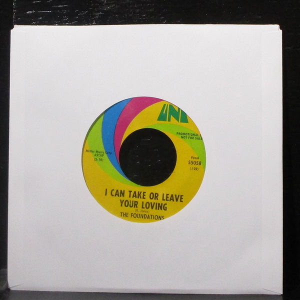 The Foundations - Back On My Feet Again 7" VG+ Promo Vinyl 45 UNI 55058 USA - Shuga Records