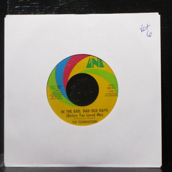 The Foundations - In The Bad, Bad Old Days 7" VG+ Vinyl 45 UNI 55117 USA 1969 - Shuga Records