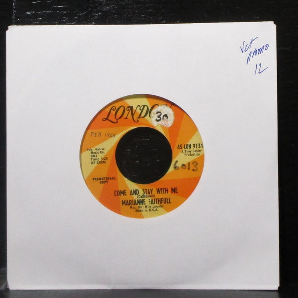 Marianne Faithfull - Come And Stay With Me 7" VG+ Promo Vinyl 45 London 1965 - Shuga Records