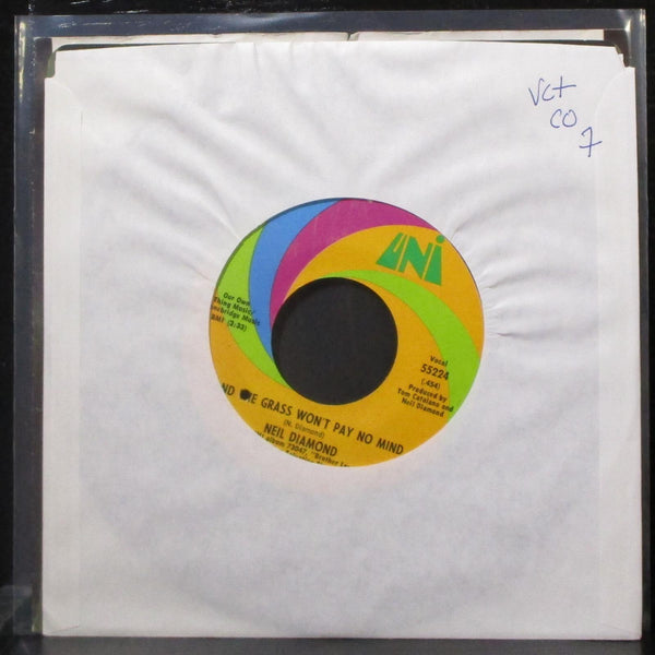 Neil Diamond - Soolaimn / And The Grass Won't Pay No Mind 7" VG+ Vinyl 45 UNI - Shuga Records