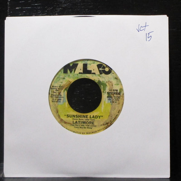 Latimore - Sunshine Lady / There's No Limit To My Love 7" VG+ Vinyl 45 Malaco - Shuga Records