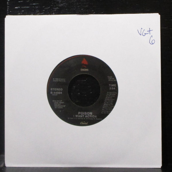 Poison - I Want Action / Play Dirty 7" VG+ Vinyl 45 Capitol B-44004 USA 1986 - Shuga Records