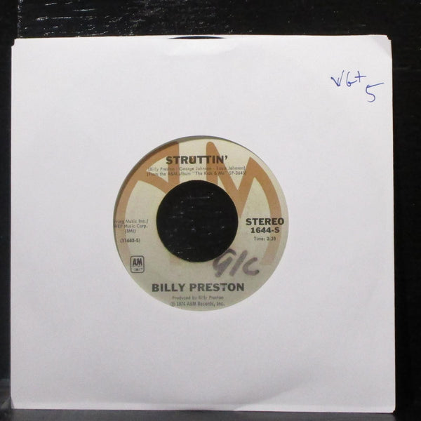 Billy Preston - Struttin' / You Are So Beautiful 7" VG+ Vinyl 45 A&M 1644-S USA - Shuga Records