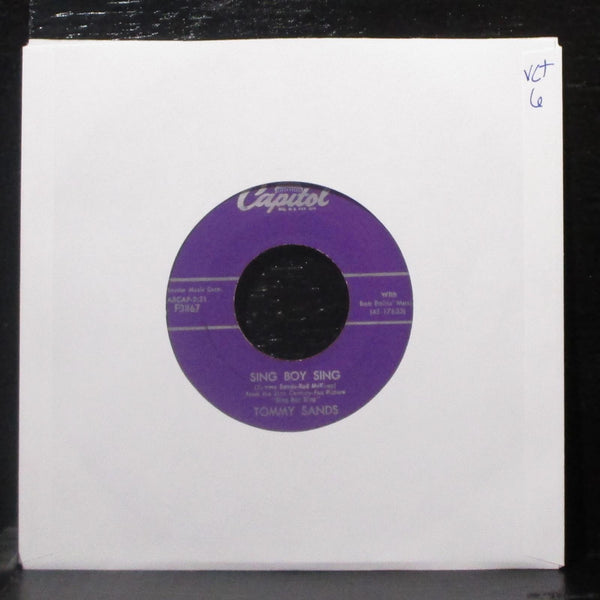 Tommy Sands - Sing Boy Sing / Crazy 'Cause I Love You 7" VG+ Vinyl 45 Capitol - Shuga Records