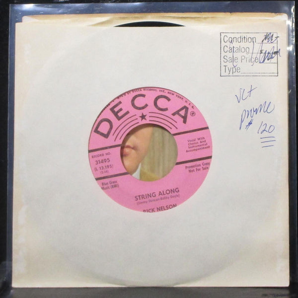 Rick Nelson - String Along / Gypsy Woman 7" VG+ Promo Vinyl 45 Decca 31495 USA - Shuga Records