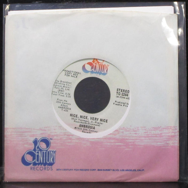 Ambrosia - Nice, Nice, Very Nice 7" VG+ Promo Vinyl 45 TC-2244 USA 1975 - Shuga Records