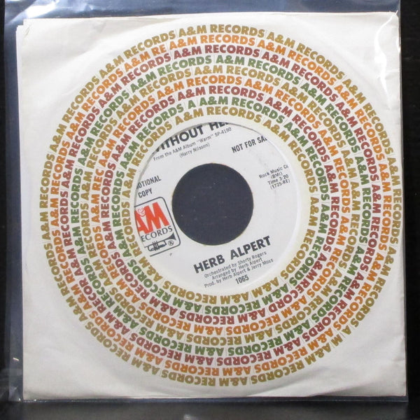 Herb Alpert - Without Her 7" Mint- Promo Vinyl 45 A&M 1065 USA 1972 - Shuga Records