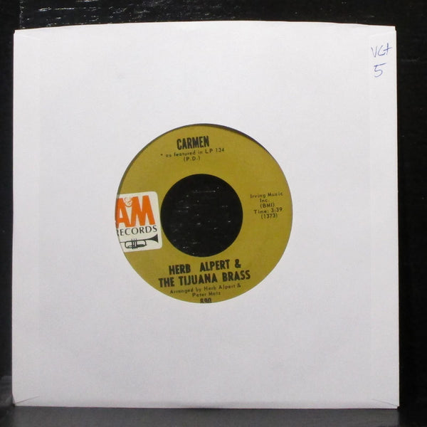 Herb Alpert - Carmen / Love So Fine 7" VG+ Vinyl 45 A&M 890 USA 1967 - Shuga Records