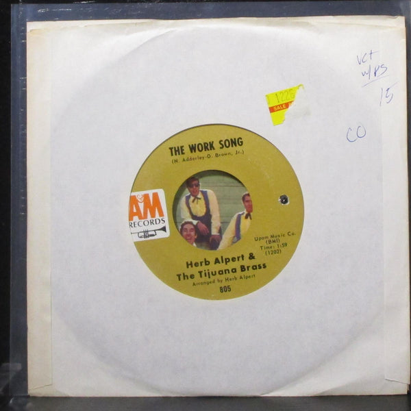 Herb Alpert - The Work Song / Plucky 7" VG+ Vinyl 45 A&M 805 USA 1966 - Shuga Records