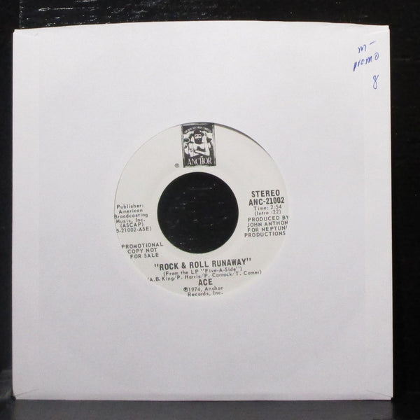 Ace - Rock & Roll Runaway 7" Mint- Promo Vinyl 45 Anchor ANC-21002 USA 1974 - Shuga Records
