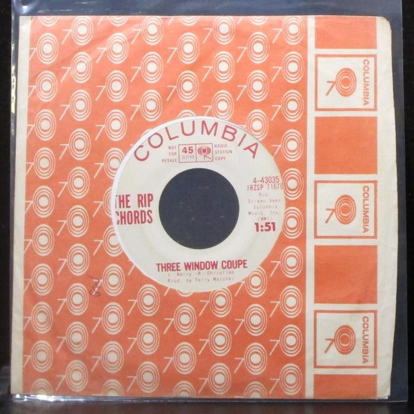 The Rip Chords - Three Window Coupe / Hot Rod U.S.A. 7" VG Promo Vinyl 45 - Shuga Records