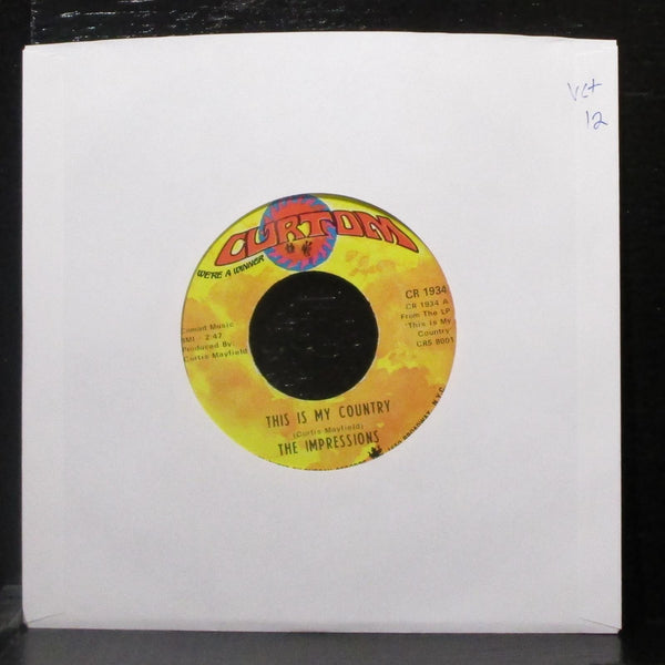 The Impressions - This Is My Country / My Woman's Love 7" VG+ Vinyl 45 Curtom - Shuga Records