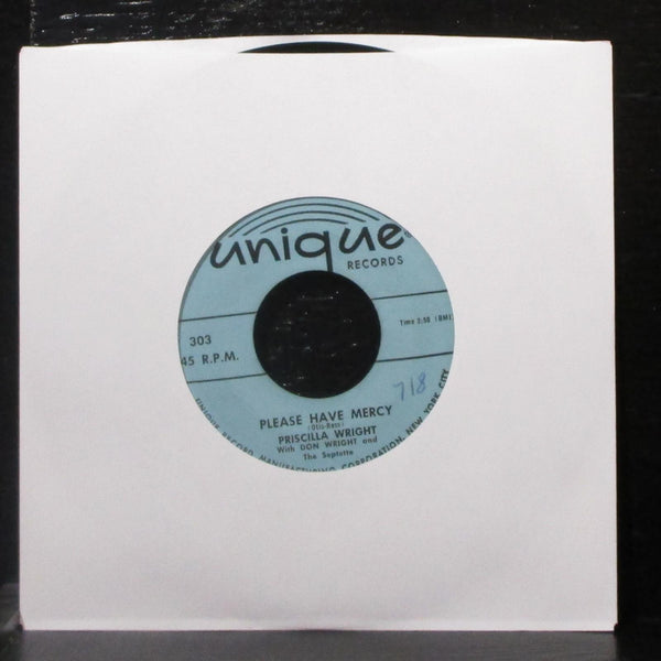 Priscilla Wright - The Man In The Raincoat / Please Have Mercy 7" VG+ 45 Unique - Shuga Records