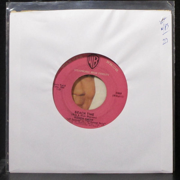 Roger Smith - Beach Time / Cuddle Up A Little Closer 7" VG+ Vinyl 45 WB 5068 USA - Shuga Records