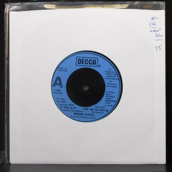 Marianne Faithfull - As Tears Go By EP 7" Mint- Vinyl 45 Decca F.13890 UK 1980 - Shuga Records