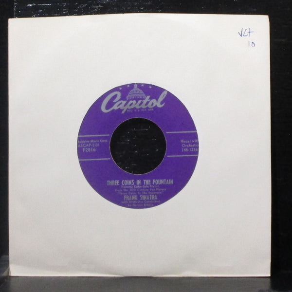 Frank Sinatra - Three Coins In The Fountain / Rain 7" VG+ Vinyl 45 Capitol F2816 - Shuga Records