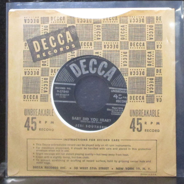 Jeri Southern - You Better Go Now / Baby Did You Hear? 7" Mint- Vinyl 45 Decca - Shuga Records