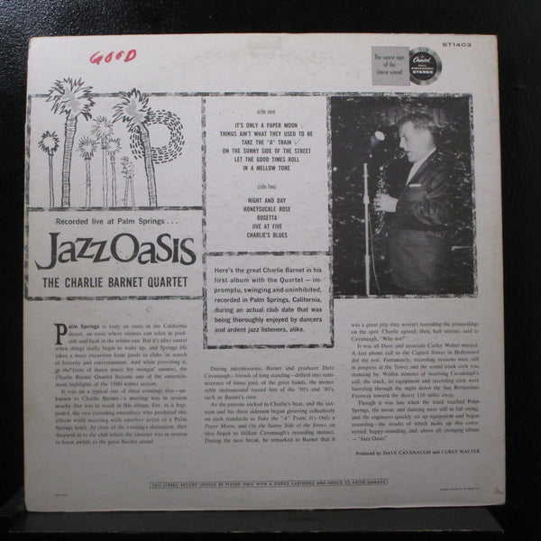 Charlie Barnet Quartet - Jazz Oasis LP VG+ ST-1403 Rainbow Label Vinyl Record - Shuga Records