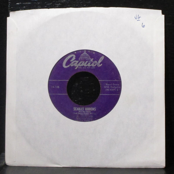 Jo Stafford - Scarlet Ribbons / Happy Times 7" VG Vinyl 45 Capitol 54-785 USA - Shuga Records