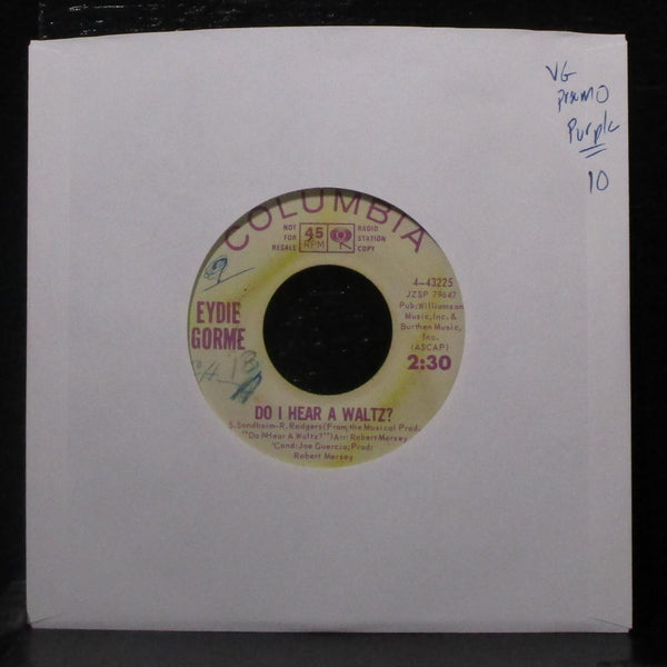 Eydie Gorme - Do I Hear A Waltz? 7" VG Promo Purple Vinyl 45 Columbia 4-43225 - Shuga Records