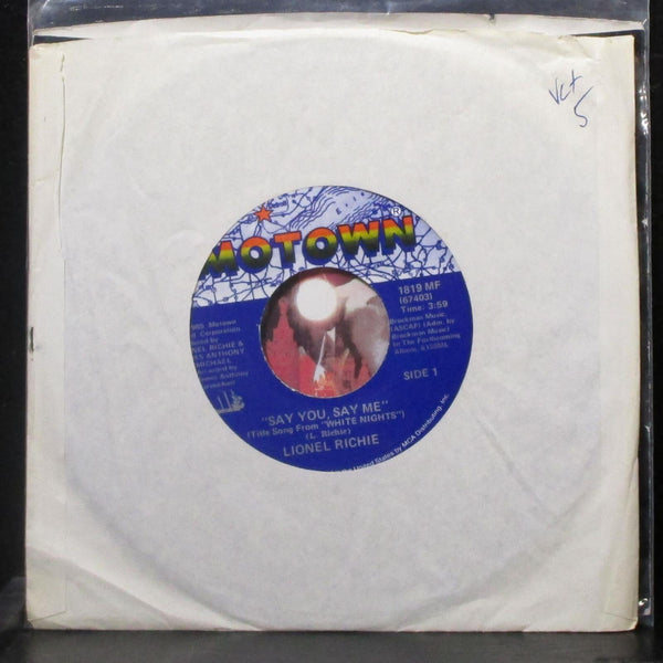 Lionel Richie - Say You, Say Me / Can't Slow Down 7" VG+ Vinyl 45 Motown 1819 MF - Shuga Records