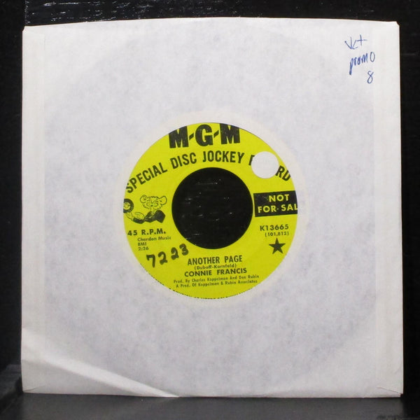 Connie Francis - Another Page / Souvenir D'Italie 7" VG+ Promo Vinyl 45 MGM - Shuga Records