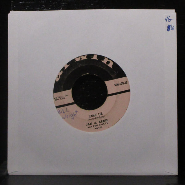 Jan & Arnie - Jennie Lee / Gotta Getta Date 7" VG Vinyl 45 Arwin MM-108-45 USA - Shuga Records