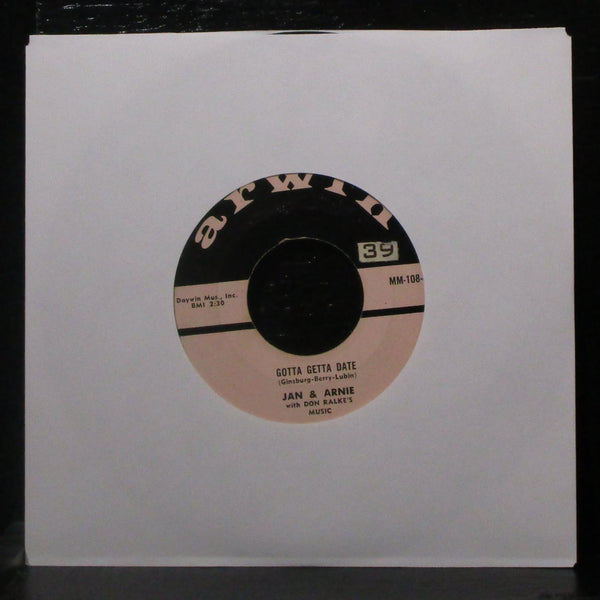 Jan & Arnie - Jennie Lee / Gotta Getta Date 7" VG Vinyl 45 Arwin MM-108-45 USA - Shuga Records