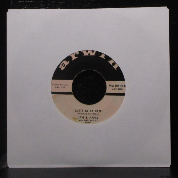 Jan & Arnie - Jennie Lee / Gotta Getta Date 7" VG+ Vinyl 45 Arwin MM-108-45 USA - Shuga Records