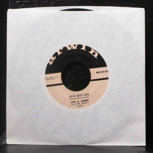 Jan & Arnie - Jennie Lee / Gotta Getta Date 7" VG+ 45 Arwin MM-108-45 lbl var - Shuga Records