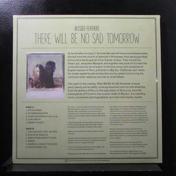 Blessed Feathers - There Will Be No Sad Tomorrow LP New D+J052214 VMP Purple - Shuga Records