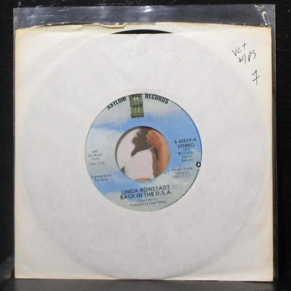 Linda Ronstadt - Back In The U.S.A. / White Rhythm & Blues 7" VG+ Vinyl 45 - Shuga Records