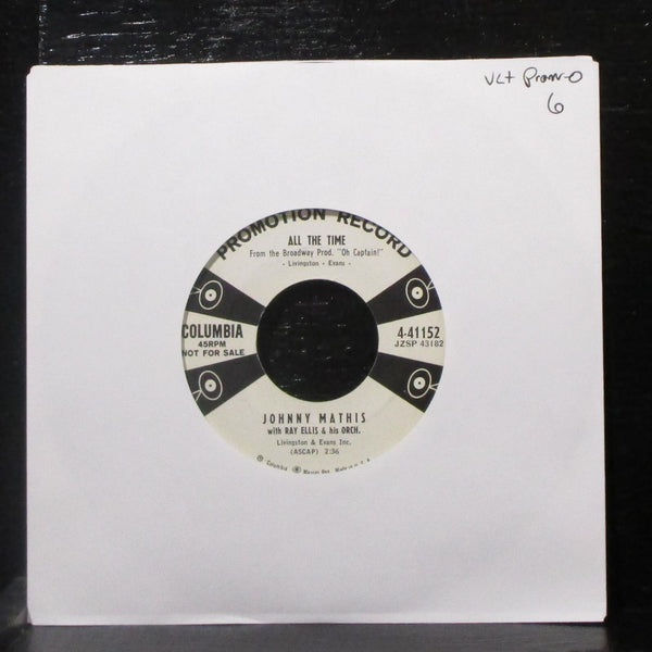 Johnny Mathis - All The Time / Teacher, Teacher 7" VG+ Promo Vinyl 45 Columbia - Shuga Records