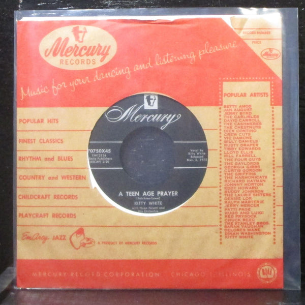 Kitty White - A Teen Age Prayer 7" Mint- Rare Vinyl 45 Mercury 70750X45 USA 1955 - Shuga Records