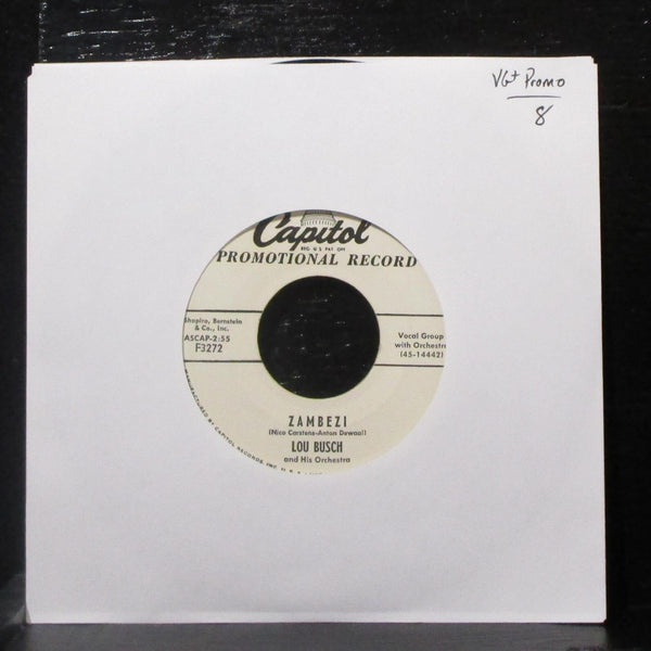 Lou Busch - Zambezi / Rainbow's End 7" VG+ Promo Vinyl 45 Capitol F3272 USA 1956 - Shuga Records