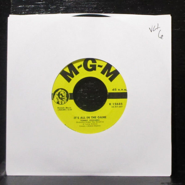 Tommy Edwards - It's All In The Game / Please Love Me Forever 7" VG+ Vinyl 45 - Shuga Records
