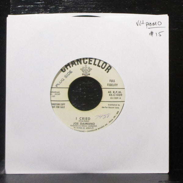 Joe Damiano - I Cried / Sittin' On A Shelf 7" VG+ Promo Vinyl 45 Chancellor 1959 - Shuga Records