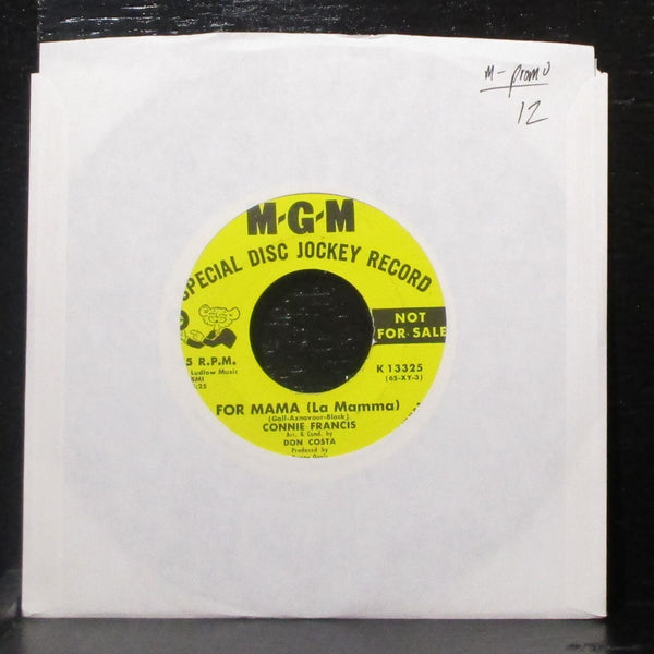 Connie Francis - For Mama (La Mamma) 7" Mint- Promo Vinyl 45 MGM K 13325 USA - Shuga Records