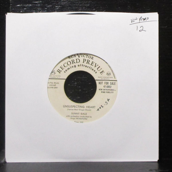 Sunny Gale - Unsuspecting Heart / Let Me Go, Lover! 7" VG+ Promo Vinyl 45 RCA - Shuga Records